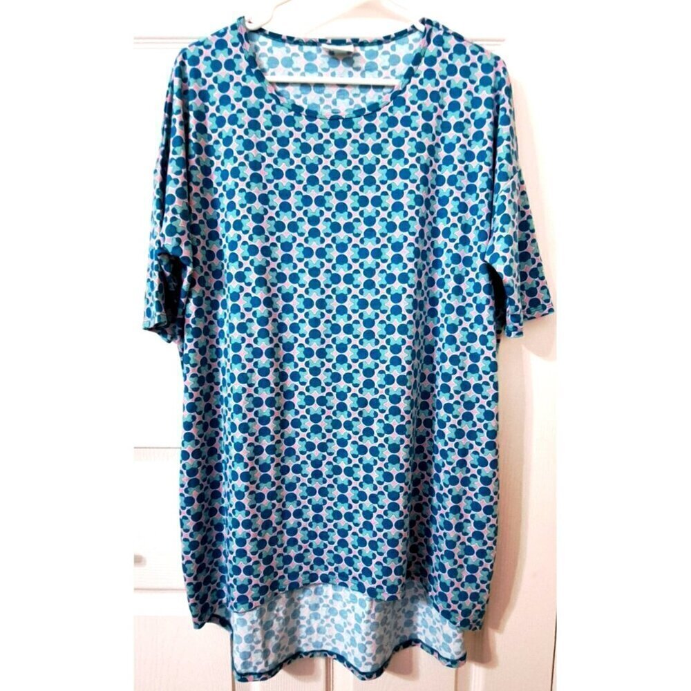 Lularoe Women's L Multicolor Minnie Mouse Logo Print Short Sleeve Irma Tunic